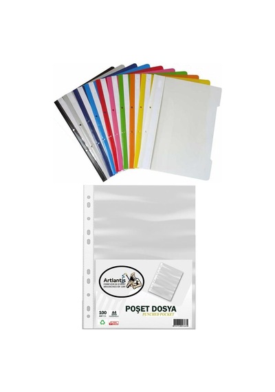 10 Renk Telli Dosya Ve 100 Adet Poşet Dosya 1 Paket 10 Lu Telli Dosya Poşet Dosya Okul Büro Ofis