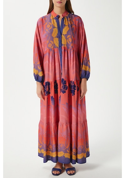 Ritnice Modest Kadın Clara Pembe %100 Viskon Maksi Boy Uzun Elbise