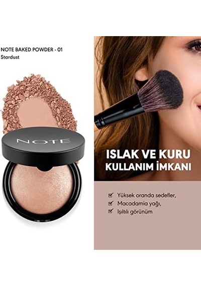 Baked Powder 01 Stardust Işıltılı Bitişli Highlighter Toz Yüz Pudrası 0