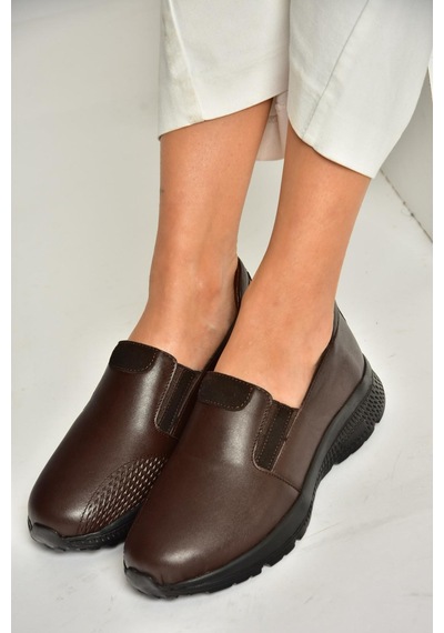 Fox Shoes T555082003 Kahverengi Hakiki Deri Comfort Ortopedik Taban Kadın Ayakkabı Kahverengi-hakiki Deri