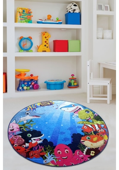 Aquarium 140X140 Cm Çocuk Ve Bebek Halısı Çok Renkli