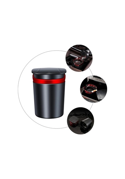 Araç İçi Küllük Işıklı Kapaklı Yanmaz Koku Geçirmez Multi Fonksiyon Üniversal Kırmızı Glz03504053