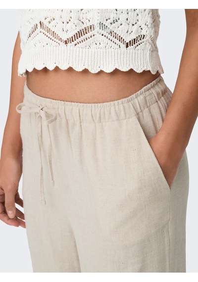 Only Onlsıesta Mw Pull-up Linen Bl Kadın Keten Pantolon 15322263 Bej