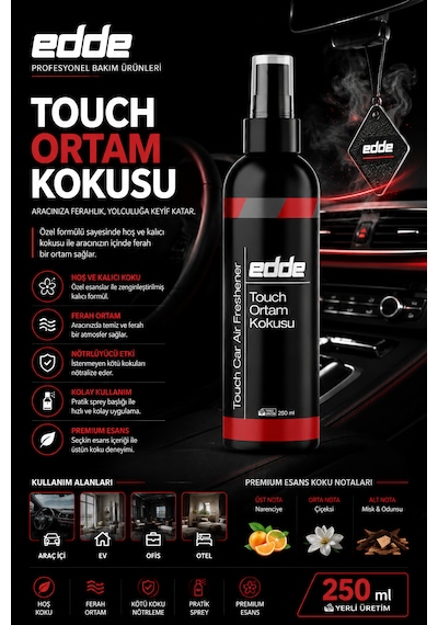 Edde Touch Araba Araç Oto Ortam Kokusu Araç Içi Kokuları Oto Parfümü 250 Ml Oto Detailing 250ml