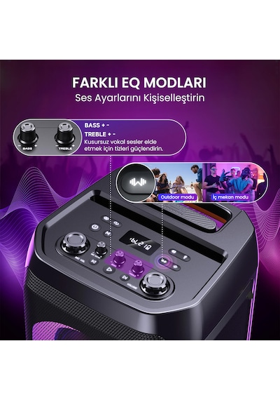 W-kıng T12 Bluetooth Hoparlör, 270w Rms Partybox Ultra Bass, 24 Saate Varan Çalma Süresi, 6 Rgb Işık Modu, Ipx5, Kablosuz Stereo Tws, Otg/usb/tf/aux/bluetooth 5.4, Ses Bombası, Siyah