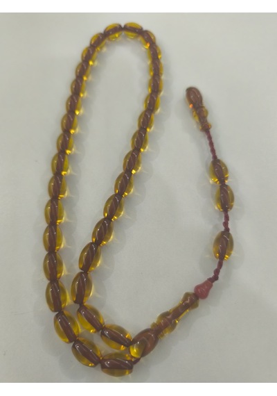 Zeyzun Usta İmzalı Sıkma Kehribar Tespih 9x13,5 Mm Beyzi Kesim