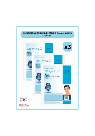 Dermal Aqua Arındırıcı ve Pürüzsüzleştirici Kolajen Maskesi 3 x 23 G
