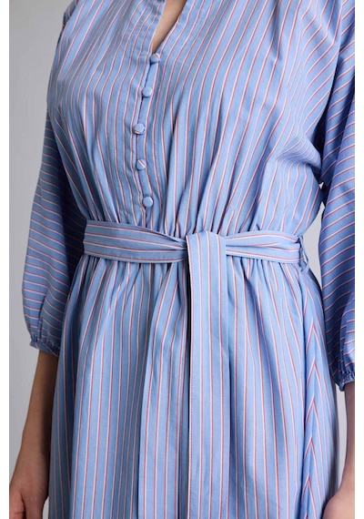 Defacto Poplin Çizgili Midi Elbise H0110ax26spbe196 Mavi-be196
