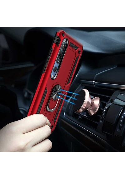 Xiaomi Mi 10 Kılıf Sert Silikon Yüzüklü Stand Özellikli Kapak