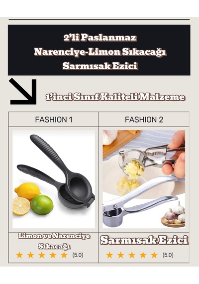 2'li Limon Naranciye Portakal Sıkacağı Ve Sarmısak Ezici