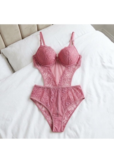 Ellovia Dolgulu Dantelli Bodysuit Sütyen Takımi B Cup siyah