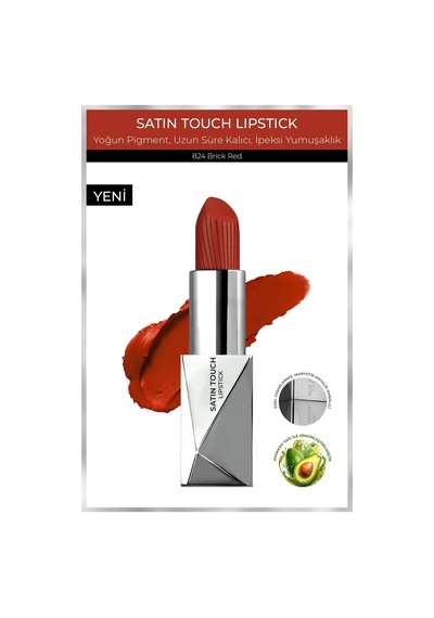 Alix Avien Uzun Süre Kalıcı Nemlendirici Pürüzsüz Etkili Yarı Mat Ruj Satin Touch Lipstick 824 Brick Red
