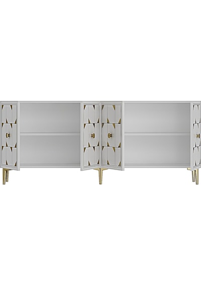 Ka1803bg Moka180 Konsol, Kahve Köşesi, Tv Sehpası Beyaz-gold 180cm Beyaz-gold
