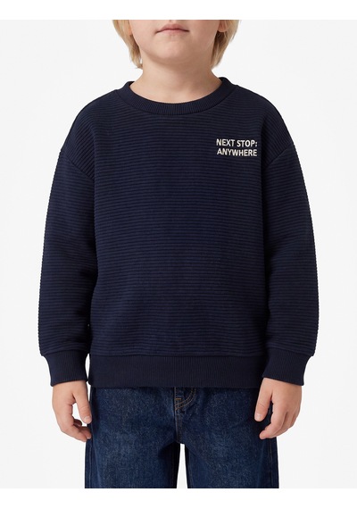 Koton Nakışlı Uzun Kollu Bisiklet Yaka Oversize Sweatshirt Lacivert 7wmb10150tk