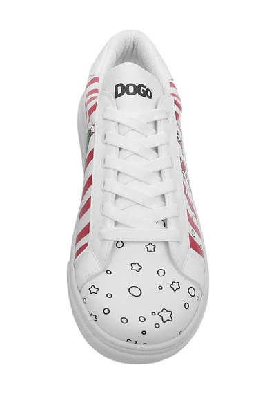 Kadın Vegan Deri Beyaz Sneakers - Days Till Christmas Tasarım Çok Renkli
