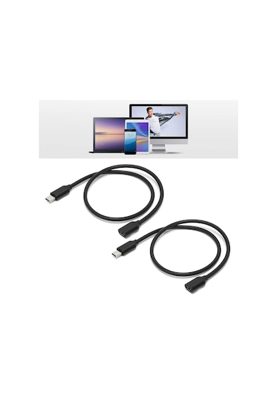 50cm Type-c Uzatma Kablosu 60w Hızlı Şarj Ve 3a Akım Destekli Usb-c Erkek Dişi Kablo 24pin Standart