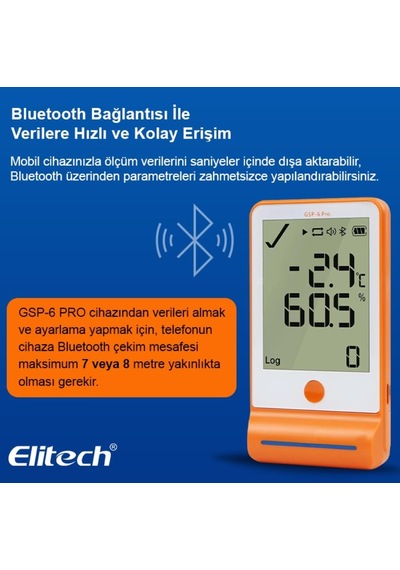 Elitech Gsp-6 Pro Akıllı Sıcaklık Ve Nem Kaydedici Datalogger Çok Renkli