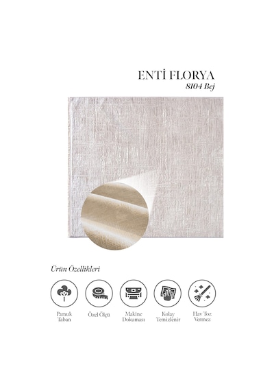 Enti Florya 8104 Bej Halı - Dokulu Modern Minimal Mutfak Halısı