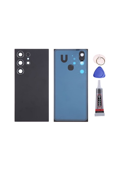 Samsung S24 Ultra Titanyum Siyah Uyumlu Arka Kapak Batarya Kapağı Pil Kapağı Yapışkan Ve Sökme Aparatıyla Beraber Full Set Siyah