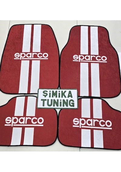Sparco Kırmızı Dekor Oto Halı Paspas Üniversal Yıkanabilir Her Araca Uyumlu
