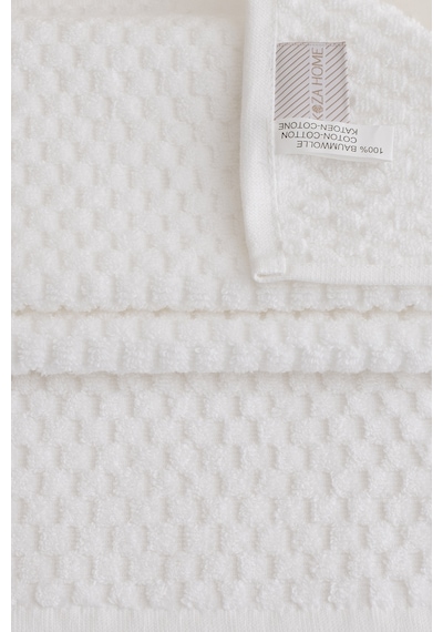 Ivory Beyaz Kabartma Dokulu Mikro Fiber %100 Pamuk 2li El Yüz Hav Beyaz