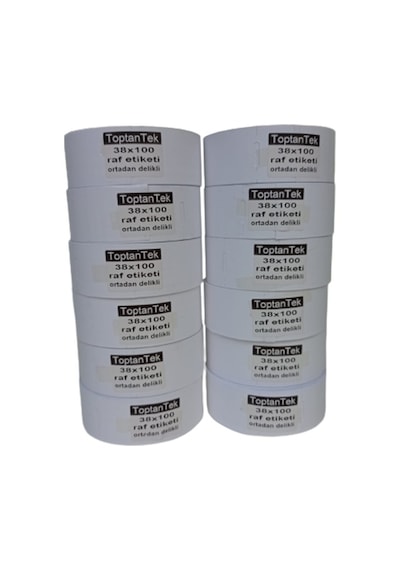100X38 KARTON TERMAL RAF ETİKET 10 RULO 1.KALİTE ORTADAN DELİKLİ
