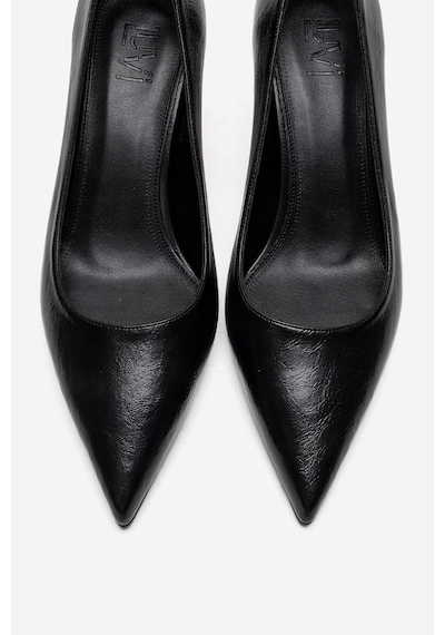 Luvishoes Velmıra Siyah Cilt Kadın Topuklu Ayakkabı