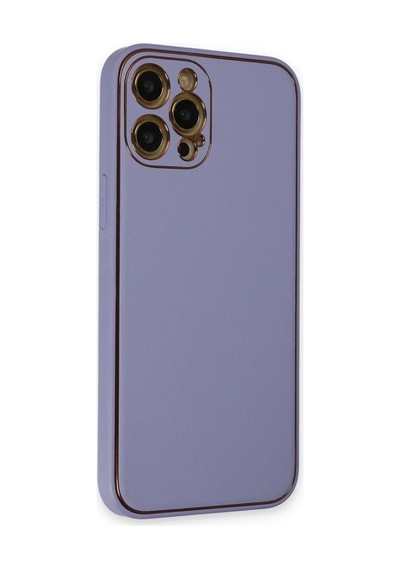 Apple iPhone Uyumlu  Uyumlu 12 Pro Kılıf Coco Deri Silikon Kapak - Açık Lila Renkli