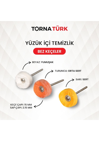 Mini Bez Polisaj Keçesi 15 Mm - Turuncu Renk Orta Sert