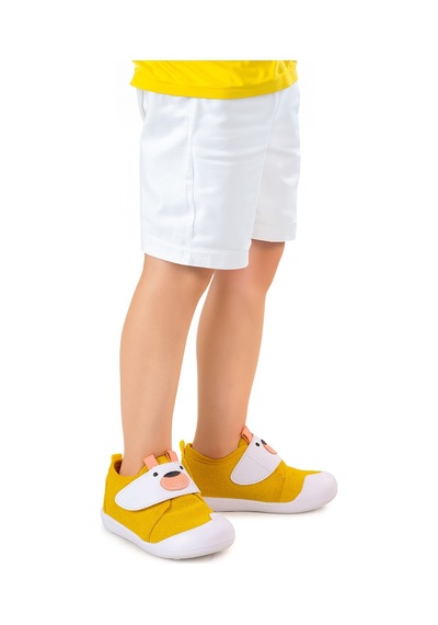 Kiko Kids Winni Cırtlı Erkek Bebek İlk Adım Panduf Ayakkabı Sarı