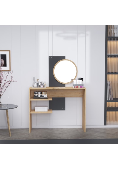 Dali Modern Dekoratif Aynalı Makyaj Masası Safirmeşe Antrasit Dali Modern Dekoratif Aynalı Makyaj Masası Safirmeşe Antrasit