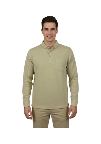 Raymons Erkek Gömlek Yaka Jakarlı Cepli Regular Fit Sweatshirt Bgl-st04957 Bej