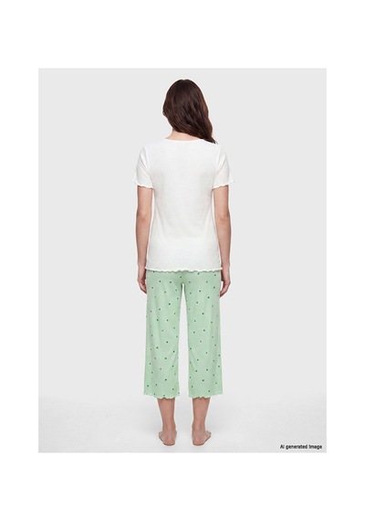 Lcw Dream Yeşil Bisiklet Yaka Hamile Kaprili Pijama Takımı