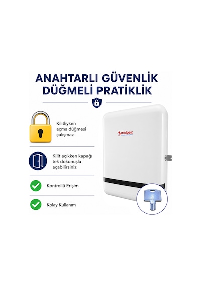 Mulpex Z Katlama Kağıt Havlu Dispenseri Beyaz 400 Yaprak Kapasiteli Abs Duvar Tipi