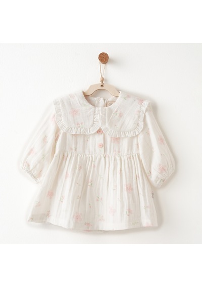 Andywawa Kız Bebek Lovely Day Kız Bebek Müslin Elbise Ac26622 Ekru
