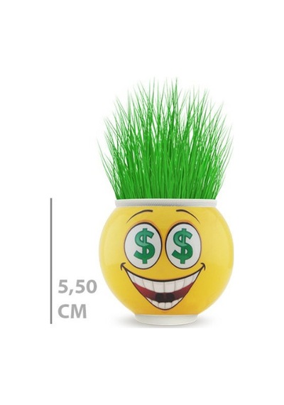 Veraura Lifestyle Çim Adam Saksı Emoji Figürlü 1 Adet Sarı