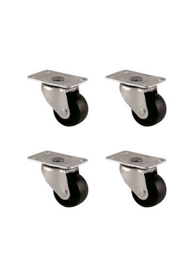 Furç Tablalı Bilyalı Teker - 38mm - Siyah Hks234 - 4 Adet Çok Renkli
