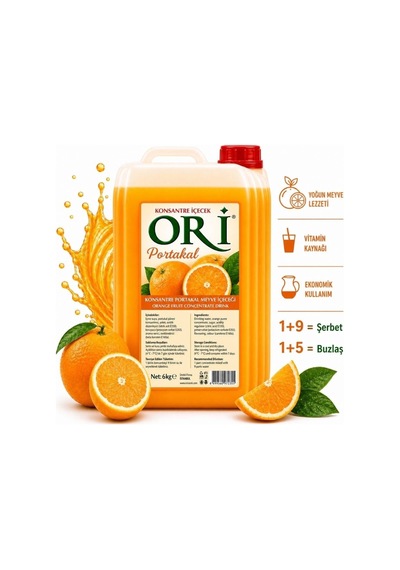 Ori Portakal Aromalı Şerbet Ve Buzlaş Konsantre Şurubu 6 Kg