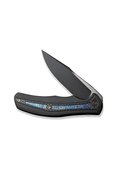 We Knife Zonda Black Titanium Handle With Twill Carbon Fiber & Flamed Titanium Inlay Black Stonewashed Cpm 20cv Blade Satin Flat Kamp Çakı Siyah We Knife Zonda Black Titanium Handle With Twill Carbon Fiber & Flamed Titanium Inlay Black Stonewashed Cpm 20cv Blade Satin Flat Kamp Çakı Siyah