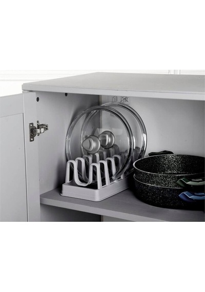 Tencere Kapağı Organizeri 6 Bölmeli Kapak Rafı + 6 Adet Çekmece Havlupan Askısı - 2li Set D7r3g4 Pla Diğer