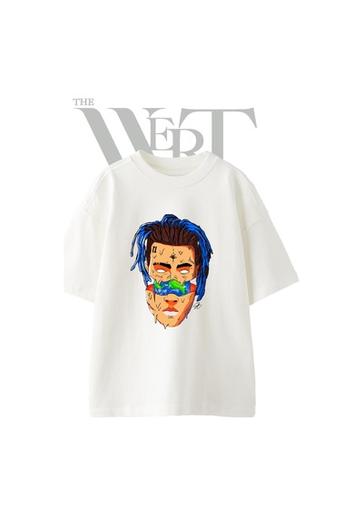 Thewert Xxxtentacion Art Tasarım Baskılı Ünisex Beyaz Oversize T-shirt