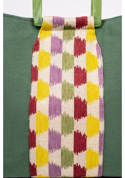 Fabric Craft Bag El Çantası Yeşil Duck Kumaş Astarlı Mıknatıslı 45x40 Yeşil
