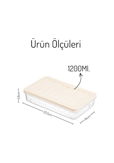4 Adet 1200ml. Freshbox Saklama Kabı Seti - Mikrodalga Ve Difrize Uyumlu Krem