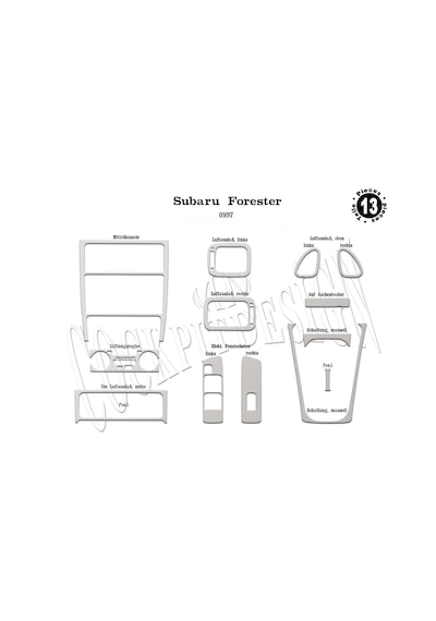 Subaru Forester Torpido Kaplama 1997-2007 13 Parça Alüminyum
