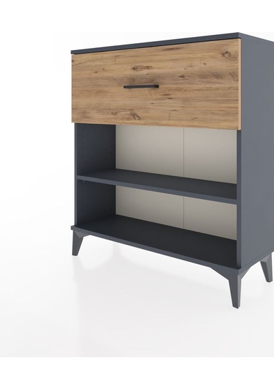 Arges Şifonyer Tek Raflı Tek Çekmeceli 88x30x96 Antrasit-çam Antrasit