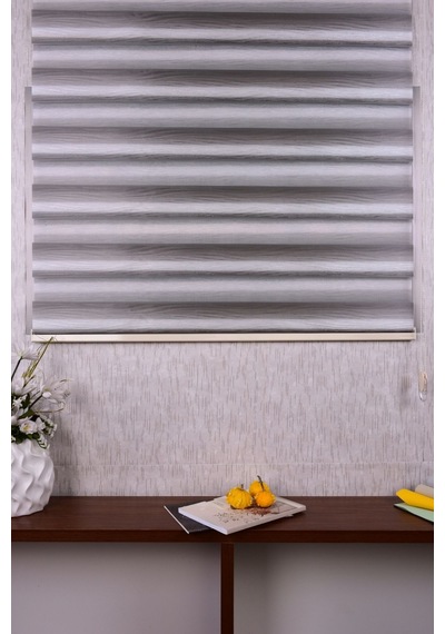 Gri Kendinden Desenli Etek Dilimsiz Ds 11714-v5 Zebra Stor Güneşlik Perde