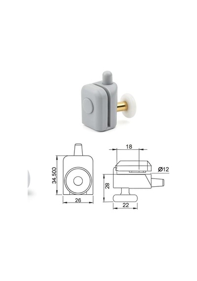 Ayrıntıshop Duşakabin Tekli Rulman Teker, Çap 22mm, Ay-419, 1 Adet