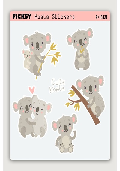 Sevimli Koala Sticker Seti - 29 Adet Etiket Çıkartma Diğer