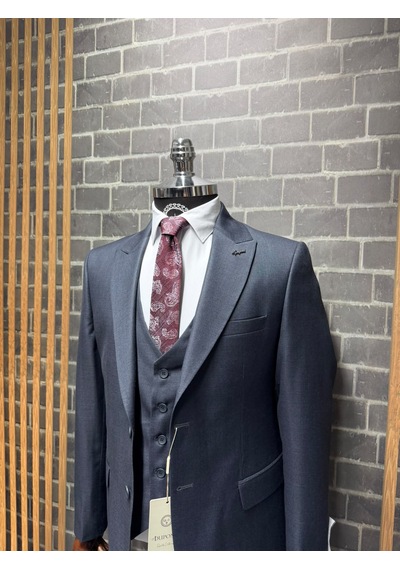 Dupont Classics Erkek Slim Fit 6 Drop Sivri Yaka Yelekli Filafil Çift Yırtmaç Takım Elbise Koyu Lacivert Dupont Classics Erkek Slim Fit 6 Drop Sivri Yaka Yelekli Filafil Çift Yırtmaç Takım Elbise Koyu Lacivert