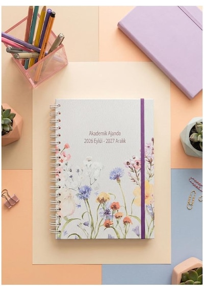 Lizy 2026-2027 Spiralli Akademik Planlayıcı Ajanda 17x24 Cm Tasarım-5 Mor